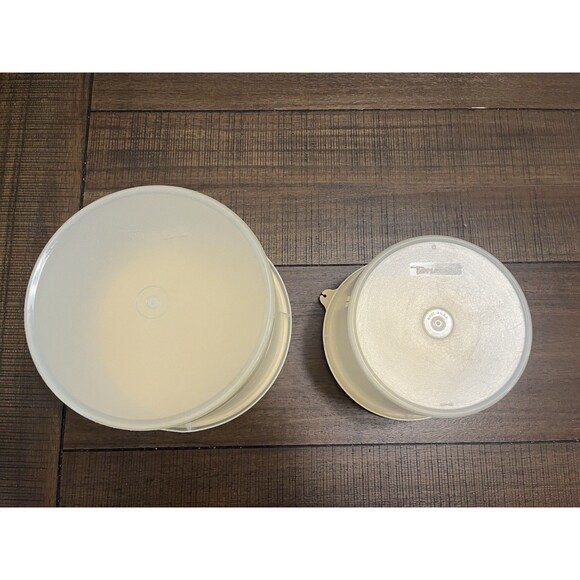 Tupperware Storage Containers #264 & 268 with Beige Lids Set of 2 Vtg. - Picture 3 of 12